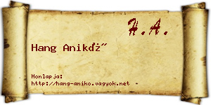 Hang Anikó névjegykártya