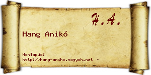 Hang Anikó névjegykártya